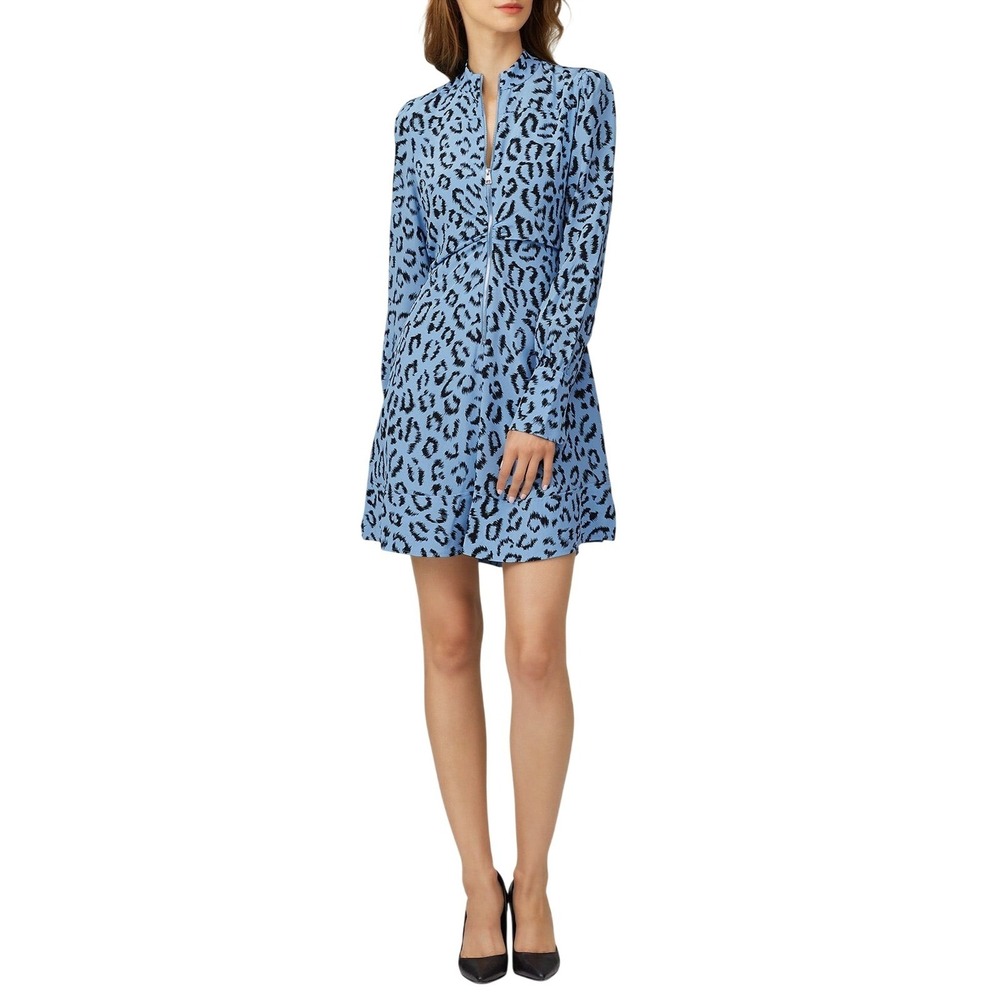ALC Leopard Marcella Dress, High Neck Long Sleeve, Size 6